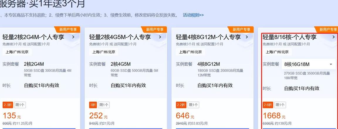 一个网站服务器一年的费用